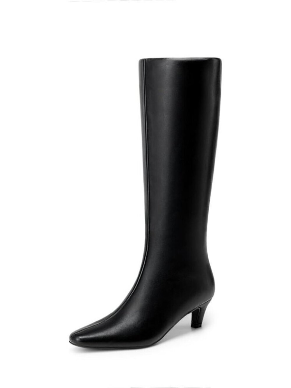 Women's Knee High Boots 2 Inch Kitten Heel Square Toe Wide Calf Long Fall Boots